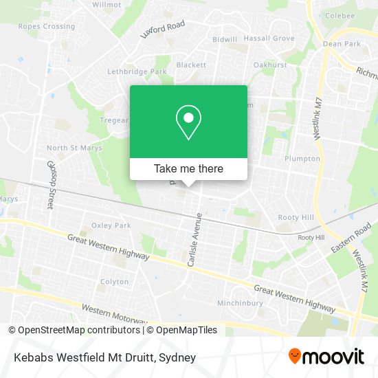 Kebabs Westfield Mt Druitt map