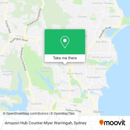 Amazon Hub Counter-Myer Warringah map