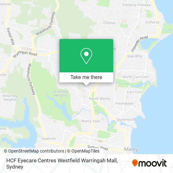 Mapa HCF Eyecare Centres Westfield Warringah Mall