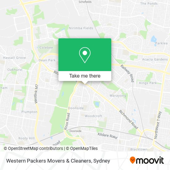 Western Packers Movers & Cleaners map