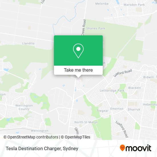 Mapa Tesla Destination Charger