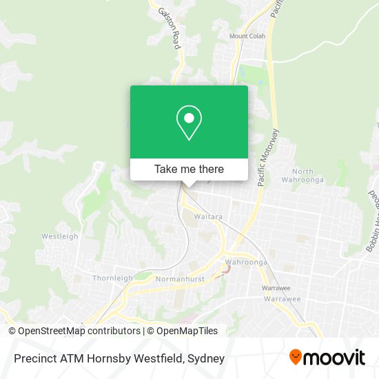 Precinct ATM Hornsby Westfield map