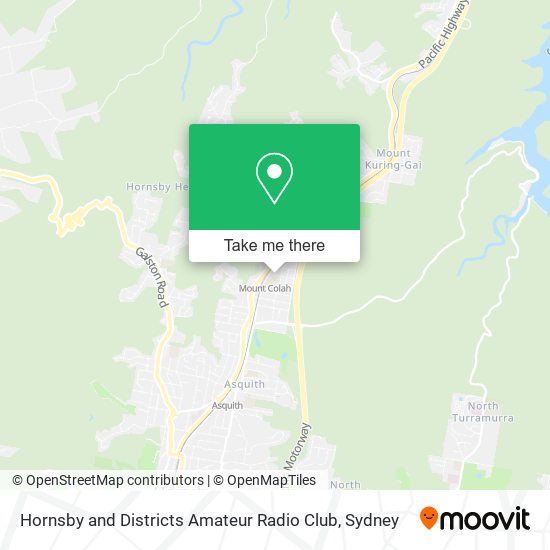 Mapa Hornsby and Districts Amateur Radio Club