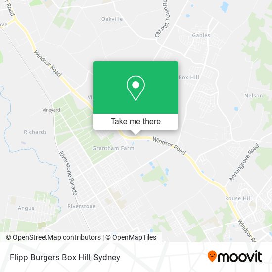 Mapa Flipp Burgers Box Hill