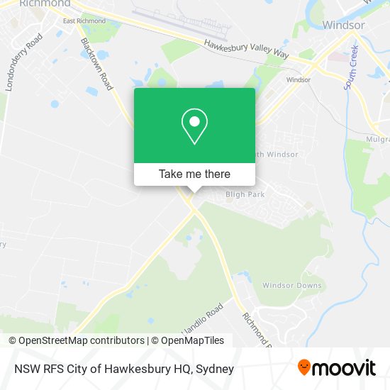 NSW RFS City of Hawkesbury HQ map