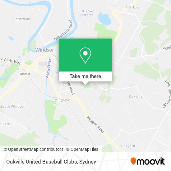 Mapa Oakville United Baseball Clubs