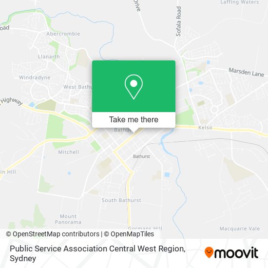 Public Service Association Central West Region map