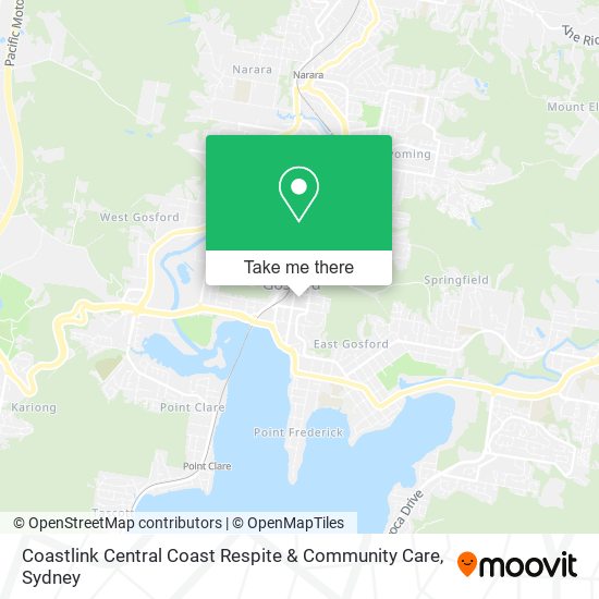Coastlink Central Coast Respite & Community Care map