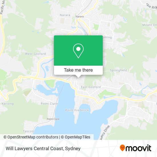 Mapa Will Lawyers Central Coast