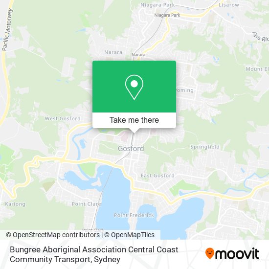 Bungree Aboriginal Association Central Coast Community Transport map