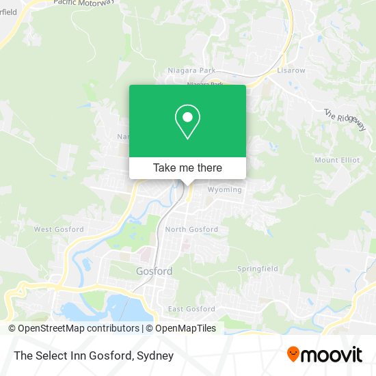 The Select Inn Gosford map