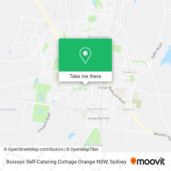 Boissys Self-Catering Cottage Orange NSW map