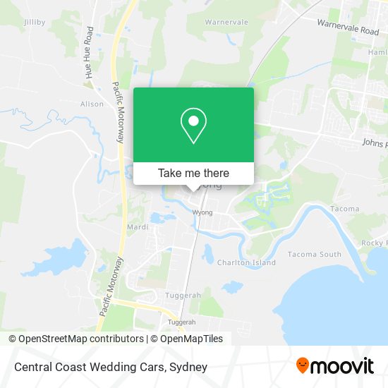 Mapa Central Coast Wedding Cars