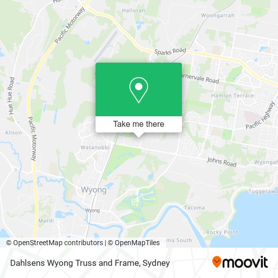 Dahlsens Wyong Truss and Frame map