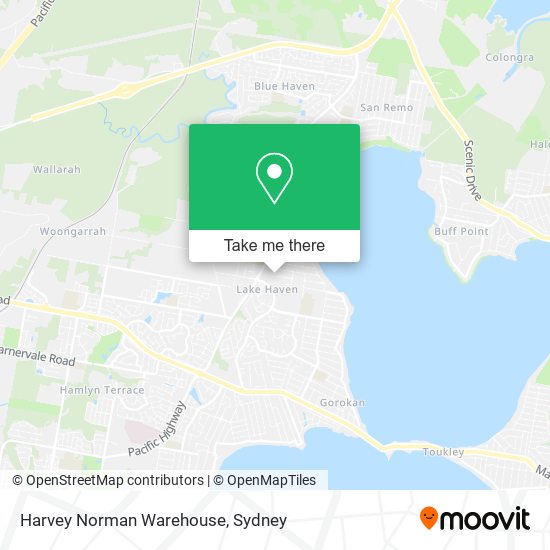 Mapa Harvey Norman Warehouse