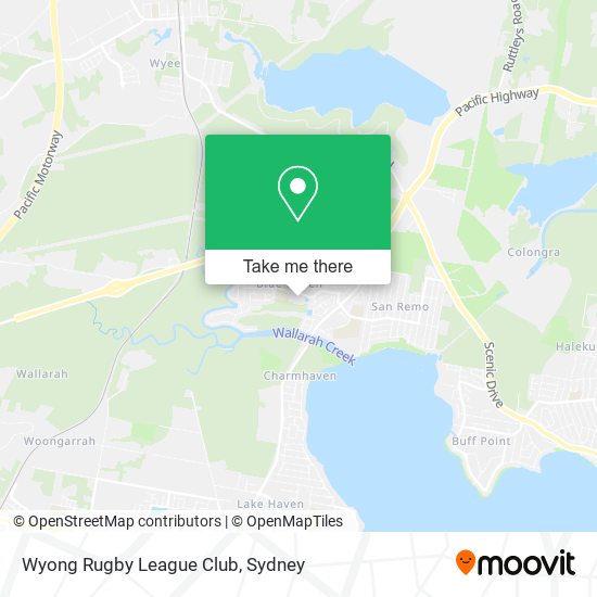 Wyong Rugby League Club map