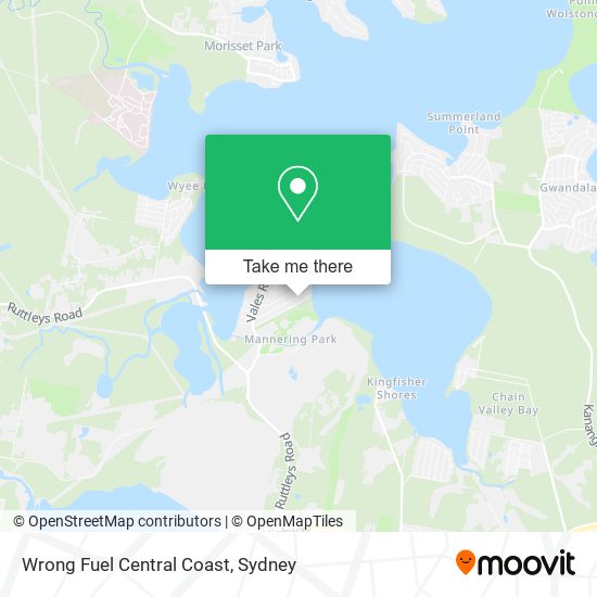 Mapa Wrong Fuel Central Coast