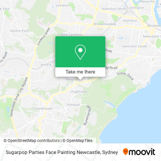 Sugarpop Parties Face Painting Newcastle map