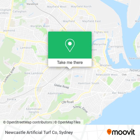 Mapa Newcastle Artificial Turf Co