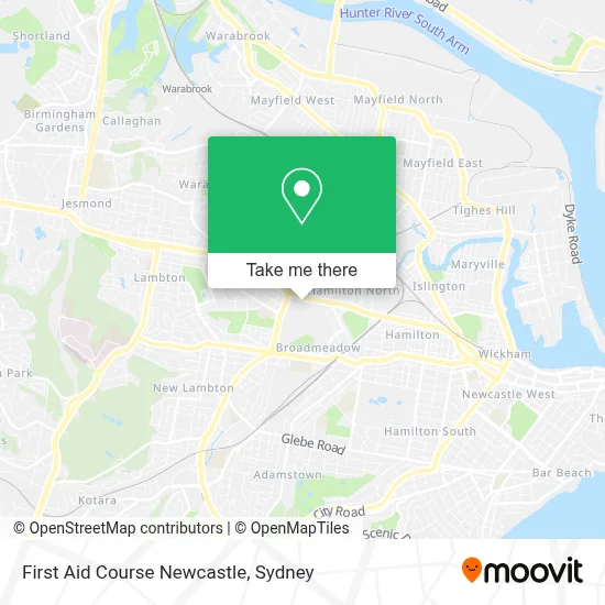 First Aid Course Newcastle map