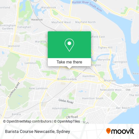 Mapa Barista Course Newcastle