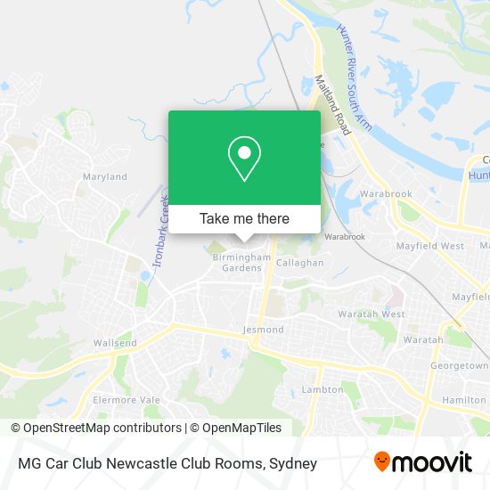 Mapa MG Car Club Newcastle Club Rooms