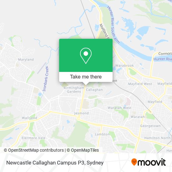 Newcastle Callaghan Campus P3 map