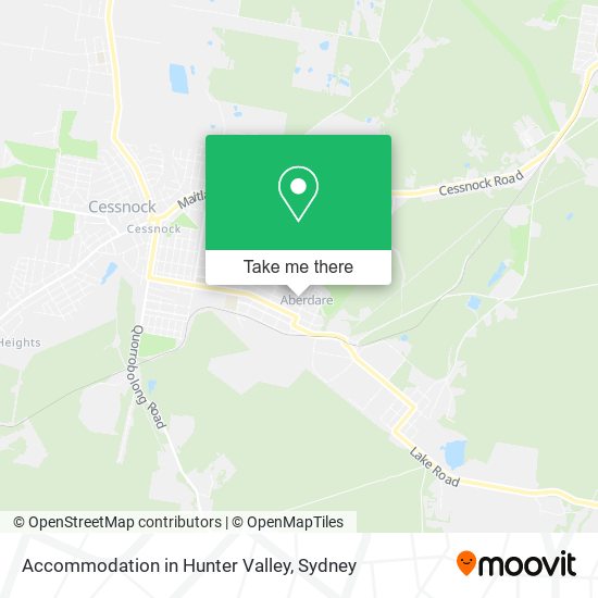 Mapa Accommodation in Hunter Valley