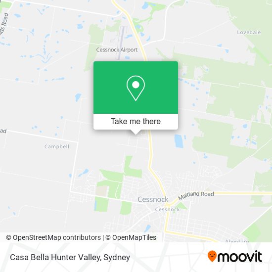 Casa Bella Hunter Valley map