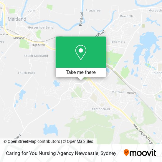 Mapa Caring for You Nursing Agency Newcastle