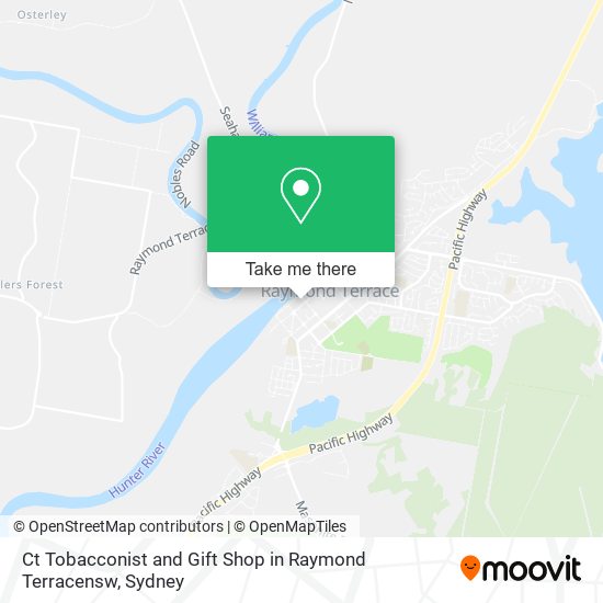 Ct Tobacconist and Gift Shop in Raymond Terracensw map