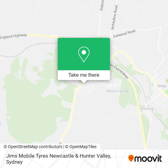 Jims Mobile Tyres Newcastle & Hunter Valley map