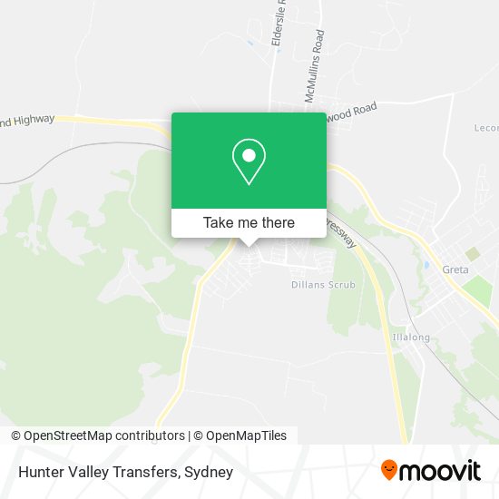 Hunter Valley Transfers map