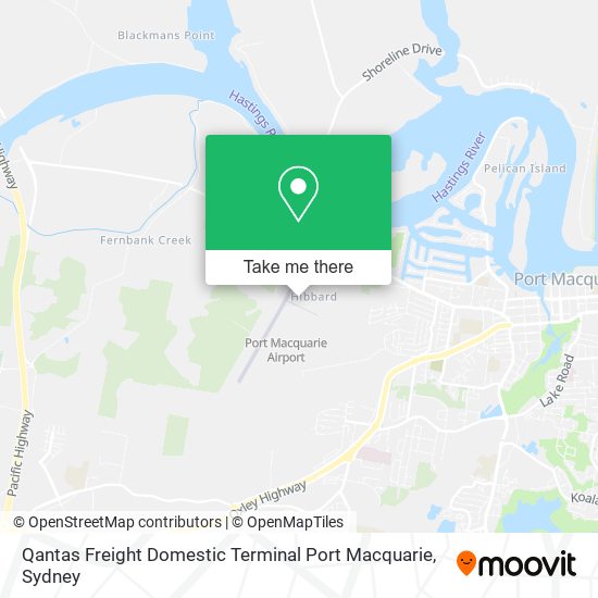 Qantas Freight Domestic Terminal Port Macquarie map