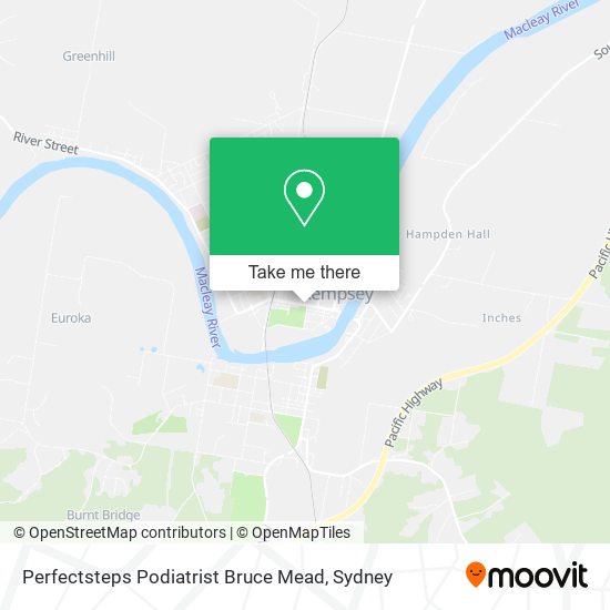 Perfectsteps Podiatrist Bruce Mead map