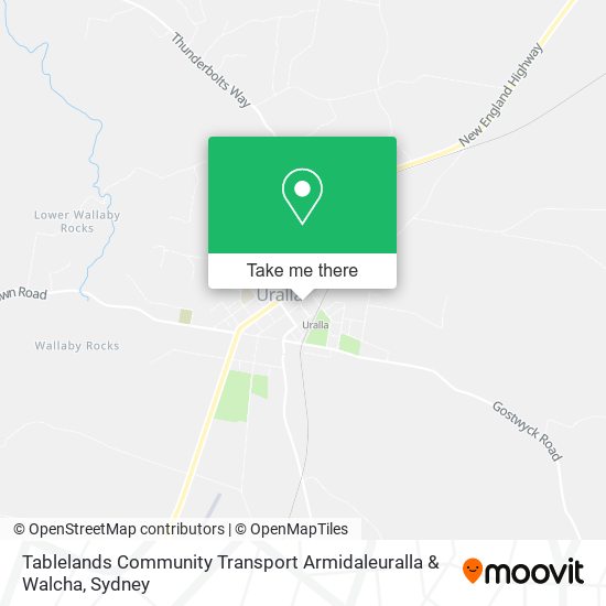 Tablelands Community Transport Armidaleuralla & Walcha map