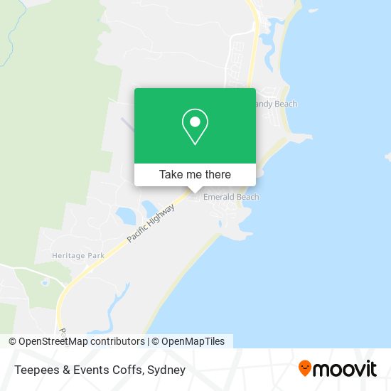 Mapa Teepees & Events Coffs