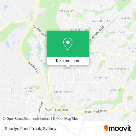 How to get to Shortys Food Truck in Green Valley (NSW) by bus or train?