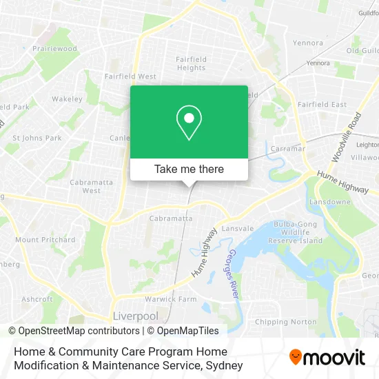 Home & Community Care Program Home Modification & Maintenance Service map