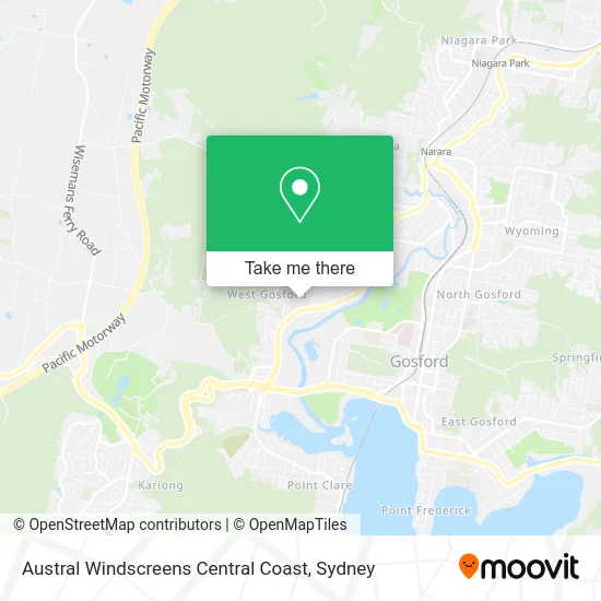 Austral Windscreens Central Coast map