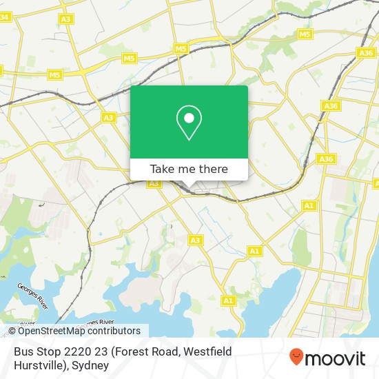 Bus Stop 2220 23 (Forest Road, Westfield Hurstville) map