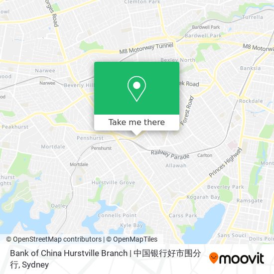 Mapa Bank of China Hurstville Branch | 中国银行好市围分行