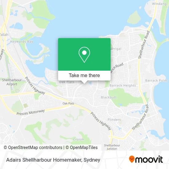 Mapa Adairs Shellharbour Homemaker
