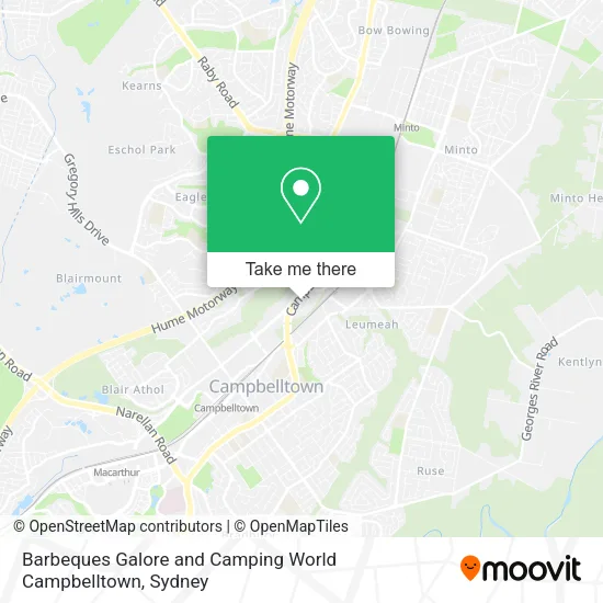 Barbeques Galore and Camping World Campbelltown map