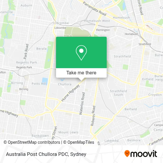 Mapa Australia Post Chullora PDC