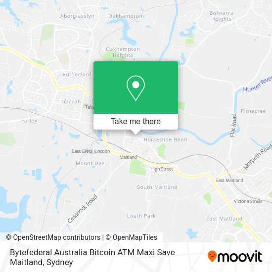 Bytefederal Australia Bitcoin ATM Maxi Save Maitland map