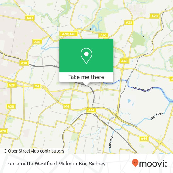 Parramatta Westfield Makeup Bar map