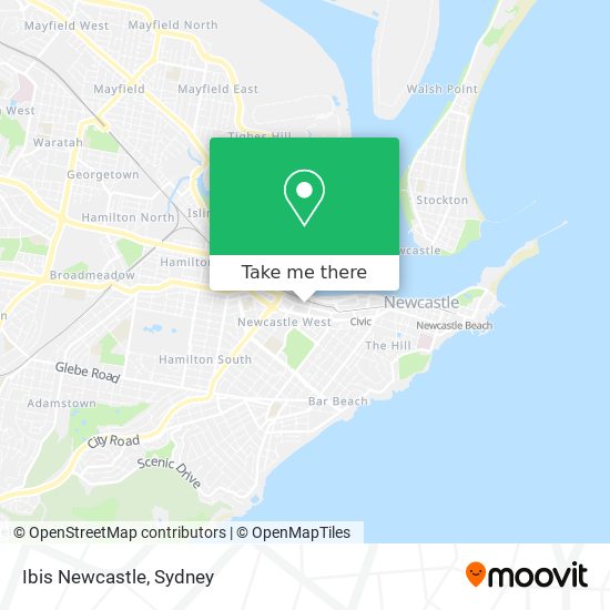 Ibis Newcastle map