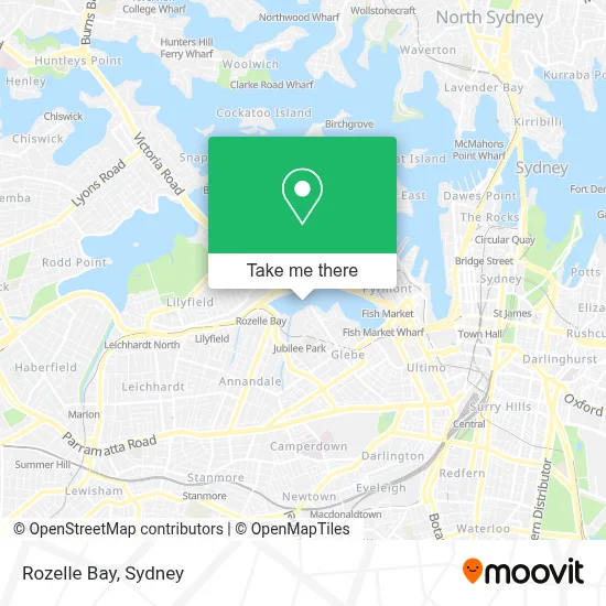 Mapa Rozelle Bay