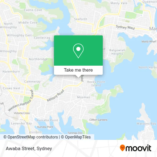 How to Get to Awaba Street in Mosman by Bus, Train or Metro?